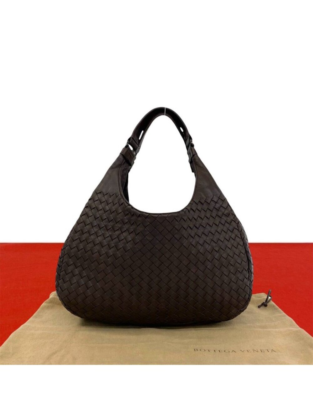 Bottega Veneta Vintage Campana Intrecciato Leather Handbag Brown